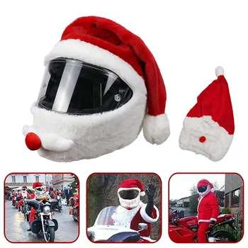 Modische Weihnachten Helm Abdeckung Santa Claus Motorrad Hut Weichen Stoff Klassische Rote Santa Hut Cosplay Zubehör Für Party