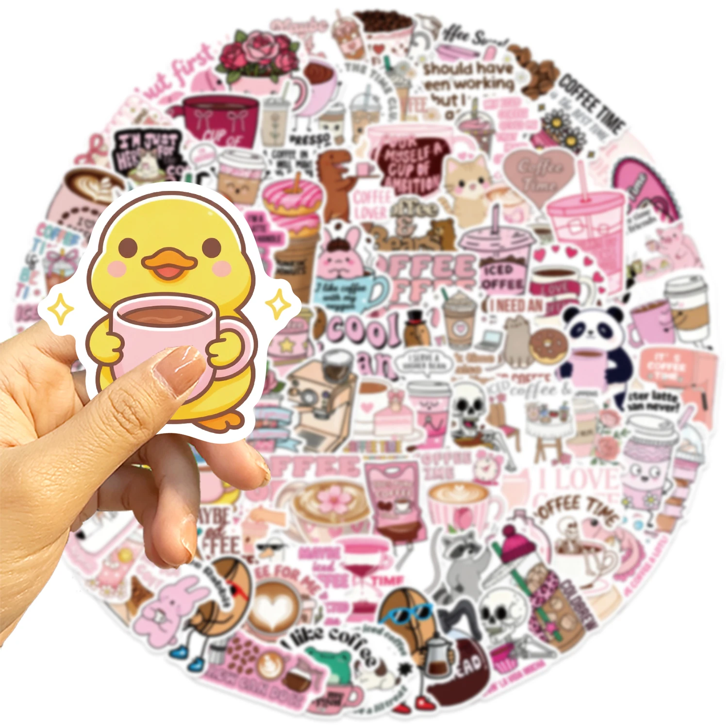 50 قطعة من ملصقات القهوة الوردية المضحكة Kindle Aesthetic Girl ملصقات كرتونية مقاومة للماء لهاتف iPad والكمبيوتر المحمول وملصقات PVC #4