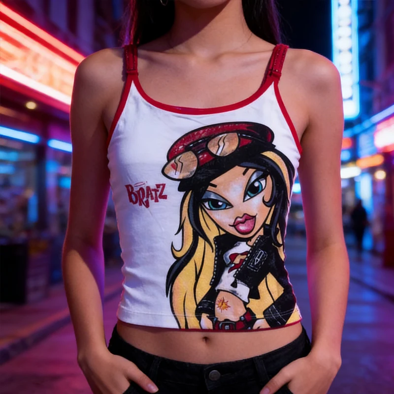 Punk Y2K Baby Tee Short Sleeve Top Gothic Street T-shirt Women's Star Cat Print White T-shirt Women's Summer Top Emo Rock Girls' view 3