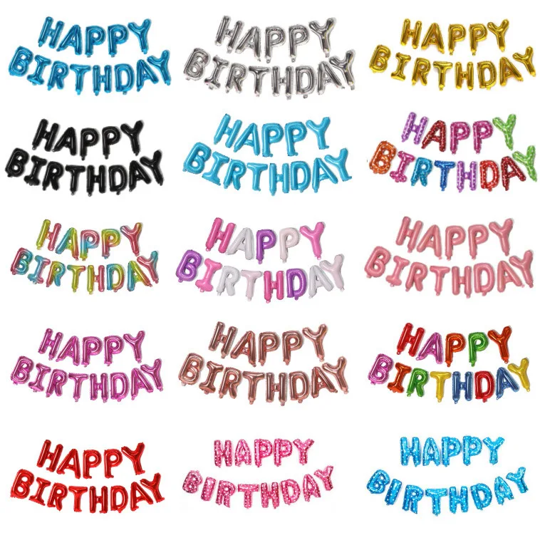 16-Inch Birthday Letter Balloons Aluminum Foil Wedding Decorative Balls Festival Celebration Set American Version round Dot D...