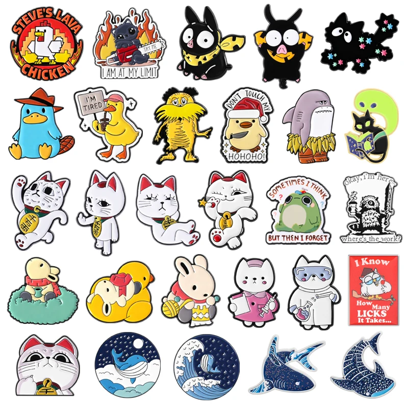 لطيف الحيوان جمع المينا دبابيس غاضب القط بيري خلد الماء توربو الجدة القط دبابيس شارة التلبيب هدايا مجوهرات الأزياء