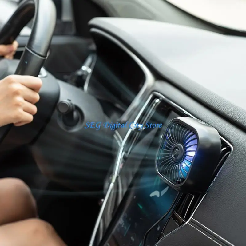 

U75B Car Fan USB Fan with LED Light Powerful Cooling Air Fan for Vehicles Car Powerful Quiet Ventilation Electric Car Fan