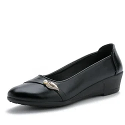 Women Cute Sweet Black Wedge Heel Office Shoes Lady Fashion Student School Comfort Casual Shoes Female Red Anti Skid Shoes B147