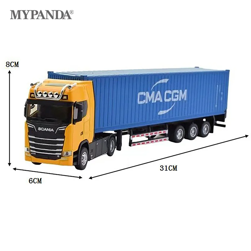 1:36 Diecast Alloy Truck Head Model Toy Container Truck Pull Back With Light Engineering Transport Vehicle Boy Toys For Children