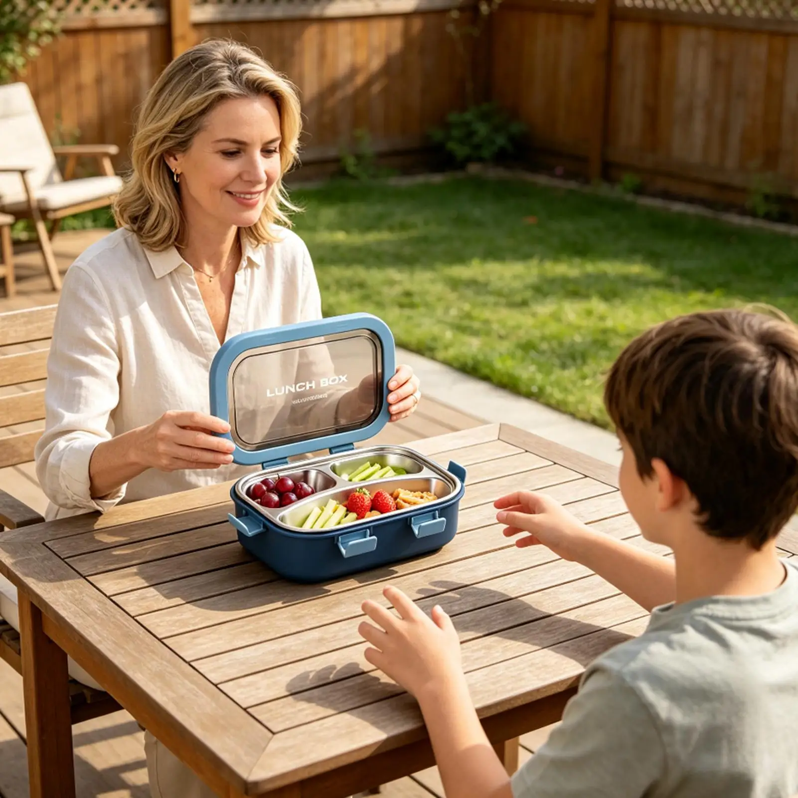 Lunch Box For Kid 850ml Reusable Meal Food Organizer Snack Organizer Box For Work Office Outdoor Commuting Party School Picnic