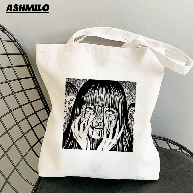 Women Shoulder Bag Japan Anime Junji ITO Harajuku Tomi Manga Canvas Handbags Fashion Aesthetic Handbag Canvas Bag Shopper Bag