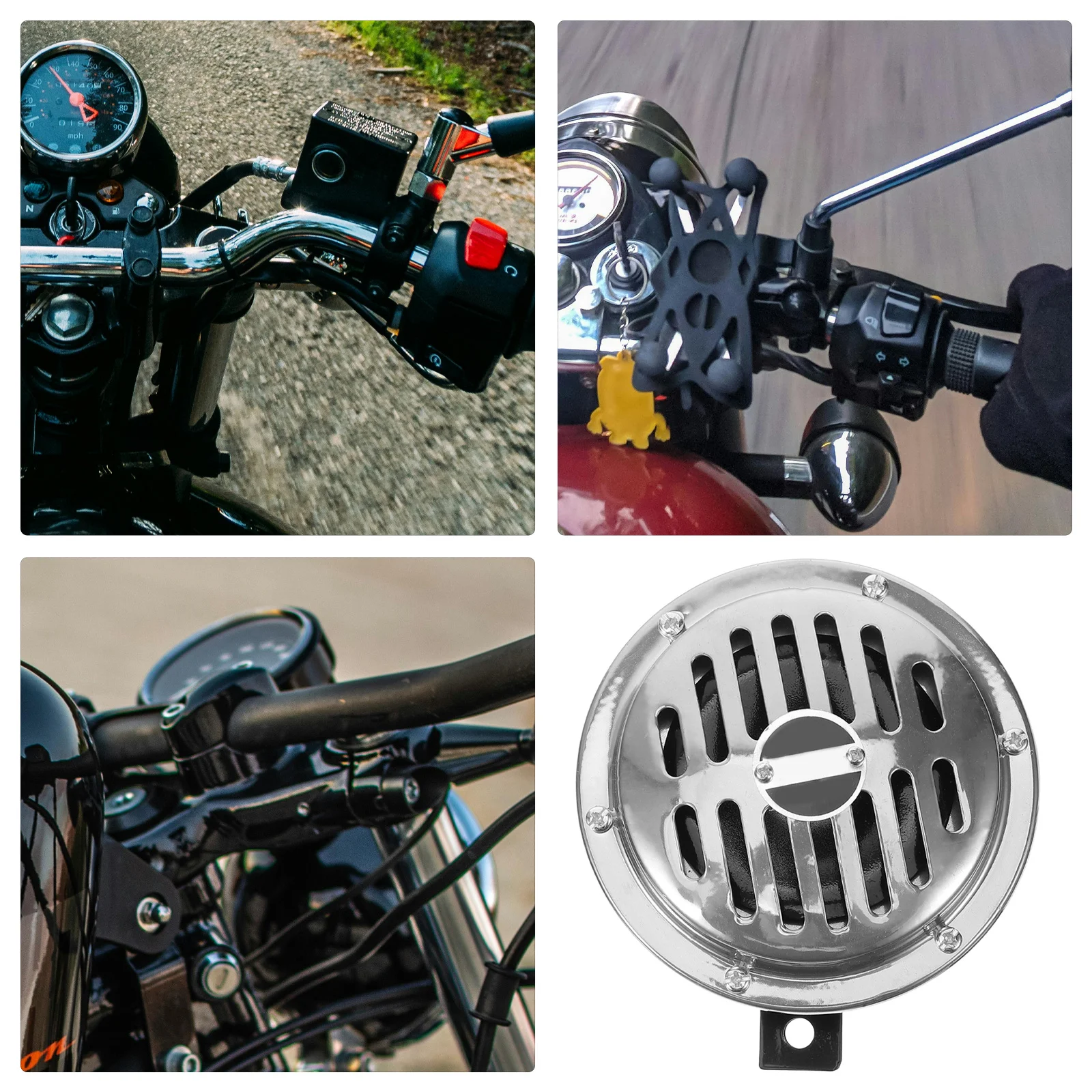 

1Pair Motorcycle Loudspeaker Horn Durable Manganese Steel Clear Sound Wide Diffusion Motorcycle Atv Replacement Horn