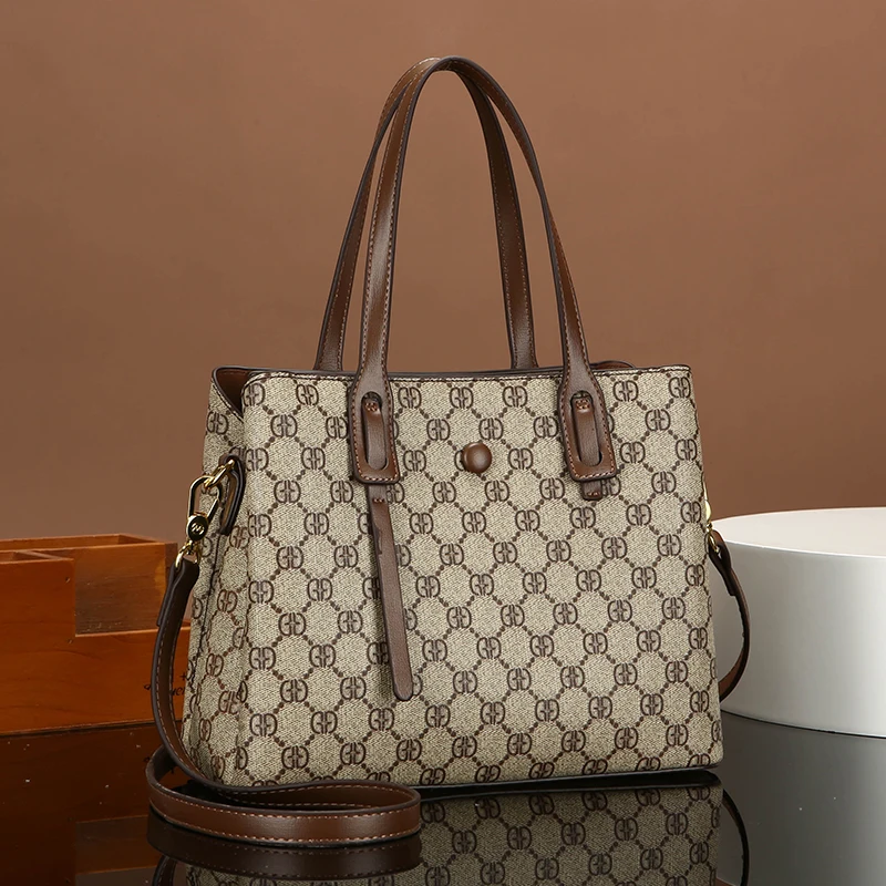Bolsa de Couro E com Estampa, Bolsa Tote Fena, Bolsa Transversal, Bolsa de Maternidade, Couro io Estilo Britâni...
