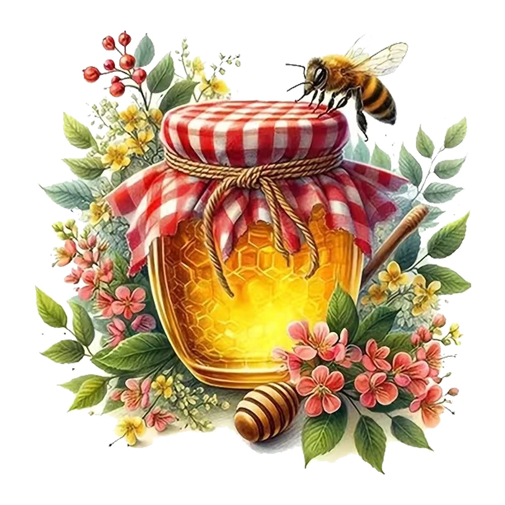 Bee and Honey Vinyl Sticker  Self-adhesive,Bright Bathroom for Home Decoration, Vinyl Decals, Art Wall Paper