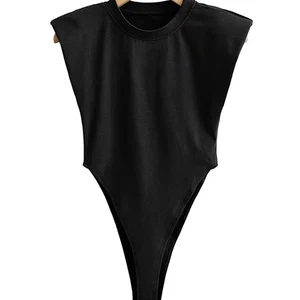 Bodysuit padded female shoulder sleeves, sexy summer tops-en, black and white bodycon, unique piece, white 10 Main Body Body Sales - №5