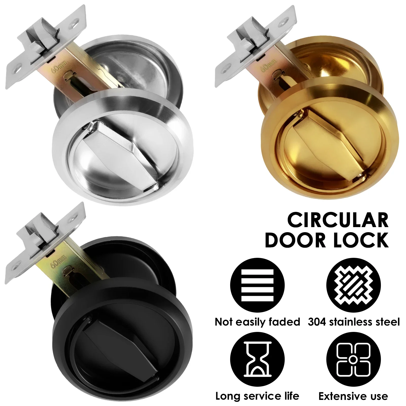 New Round Recessed Door Lock 304 Stainless Steel Hidden Recessed Cup Door Handle Keyless Recessed Door Pull Latch Knob Round