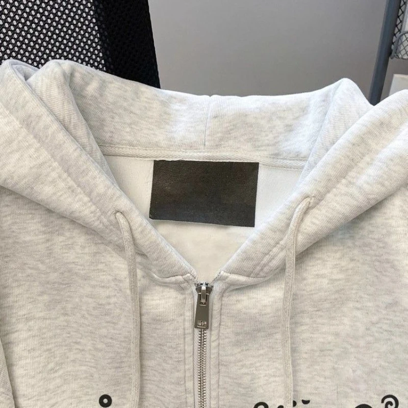 

Японская винтажная верхняя одежда на молнии с мультяшным узором и длинными рукавами, однотонное модное милое пальто на шнурке Y2k, осень 2023 г.