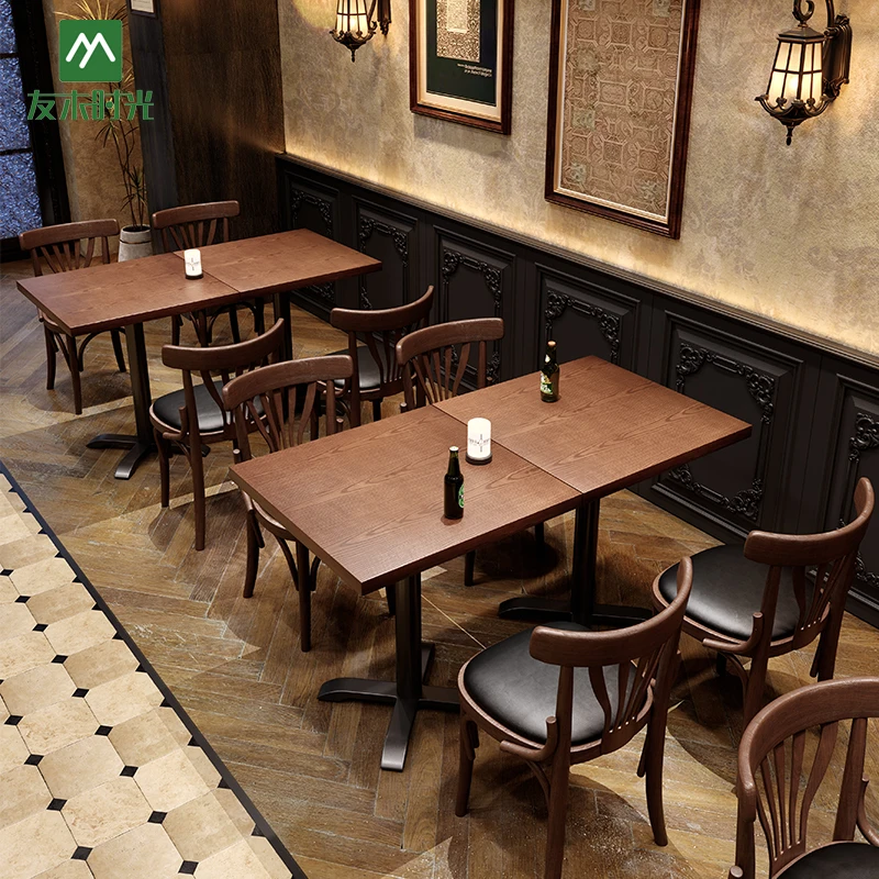 Retro Western Restaurant Bistro Table and Chair Combination Bar Bar Table and Chair