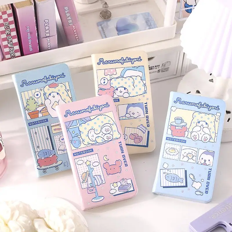 Kawaii Sanrio Marumofubiyori Color Page Notebook Leather Pocket Book Portable Stationery Cute Girl Toys Birthday Gift For Kids