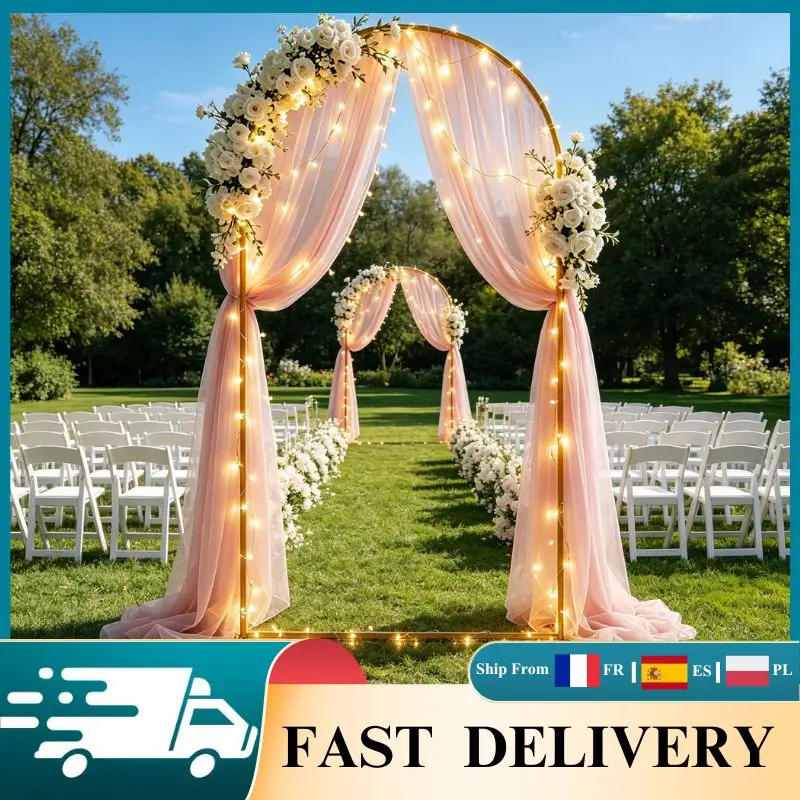 Arche de mariage en métal doré 6FT/6.6FT/7.2FT, support décoratif pour ballons, toile de fond pour cérémonie, fête d'anniversaire, baby shower