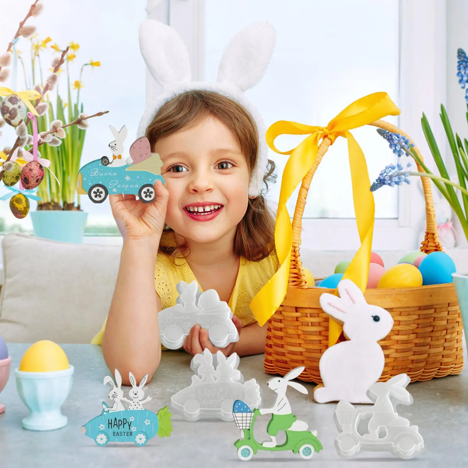 

Easter Resin Molds 3 Pieces Flexible Holiday Casting Mould Easter Bunny Casting Molds For Aromatherapy Plaster Epoxy Clay Home