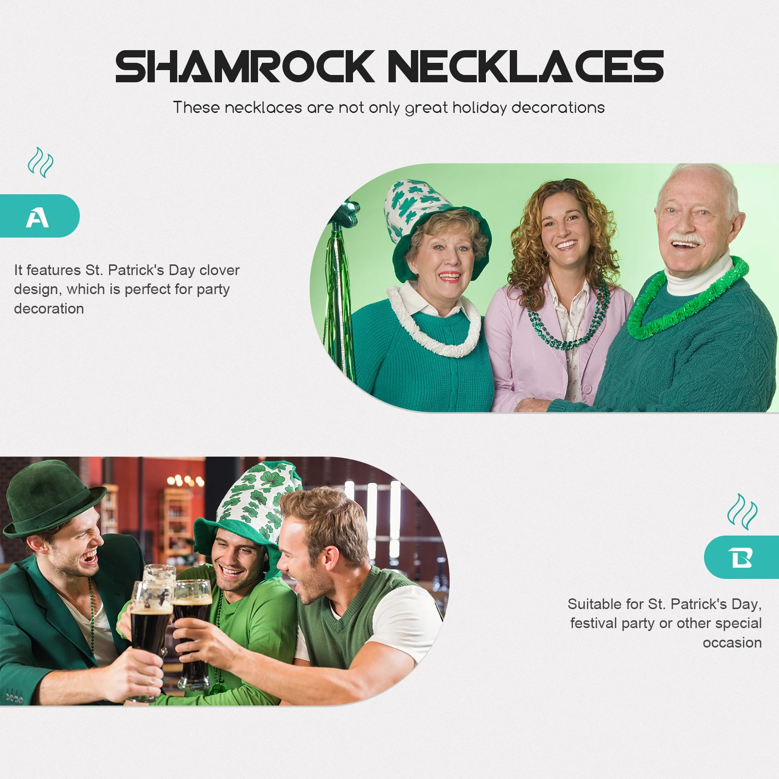 4 peças decorar colar de trevo decorações do dia de São Patrício colares de plástico