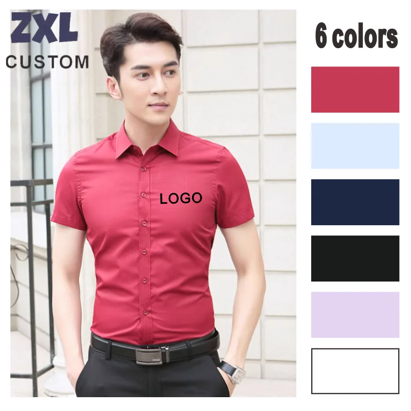 Anti-wrinkle Shirt Work Uniform Professional Shirt Business Casual Short Sleeve Shirt Custom Logo Print Embroidery Formal Wear