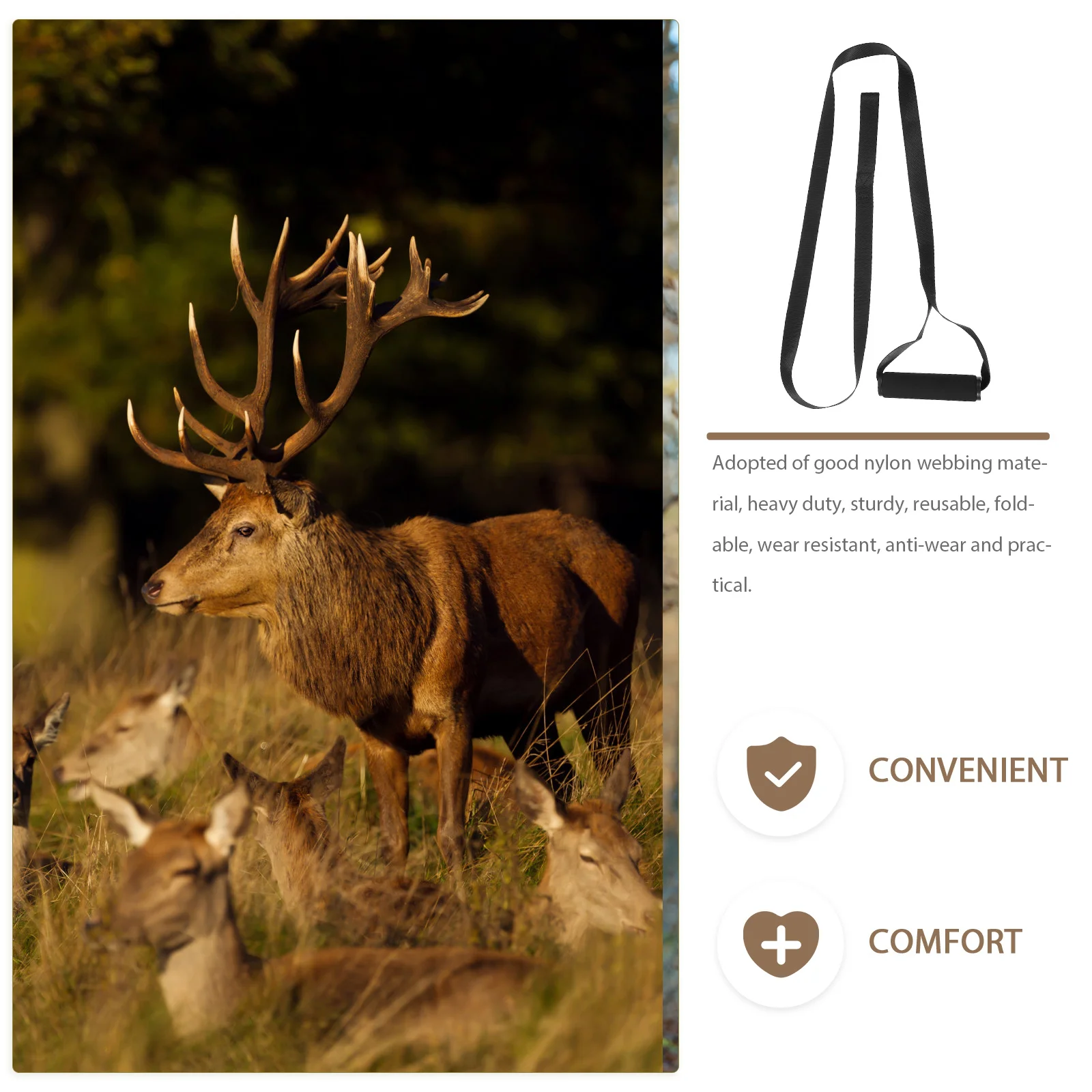 

Sturdy Deer Drag Harness High Strength Webbing Rope Reusable Carry Strap for Hunting Accessories and Outdoor Survival Gear