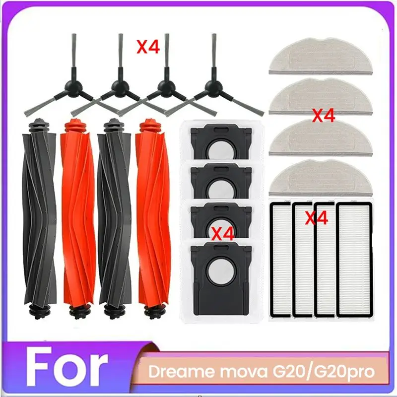 EYFL-20PCS Brush Dust Bag Filter And Mop Cloth Set For Dreame Mova G20 G20pro Vacuum Cleaner Replacement Parts