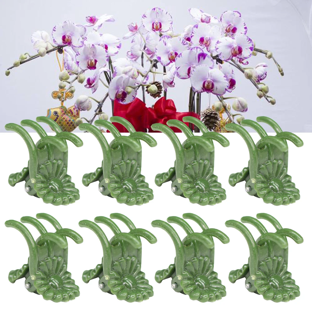 20-50PCS 5-Claw Army Green Phalaenopsis Orchid Plant Clips Adjustable Clamp for Climbing Flower Support Stem Fixed to Stakes