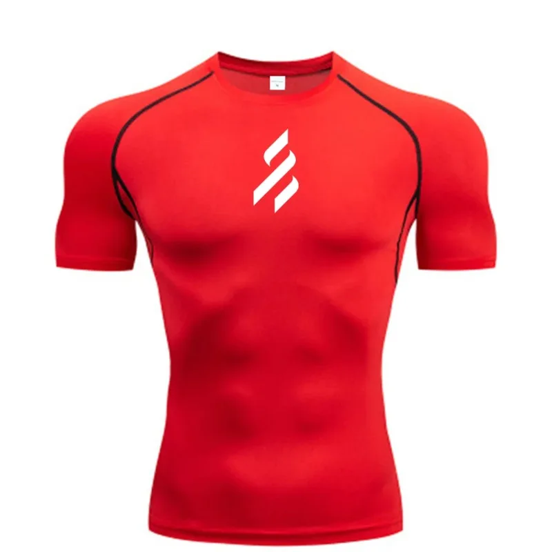 Compression T Shirt Men Summer Sportswear Running T-shirt Elastic Quick Dry Sport Tops Tee Athletic Gym Workout Shirts Men view 3