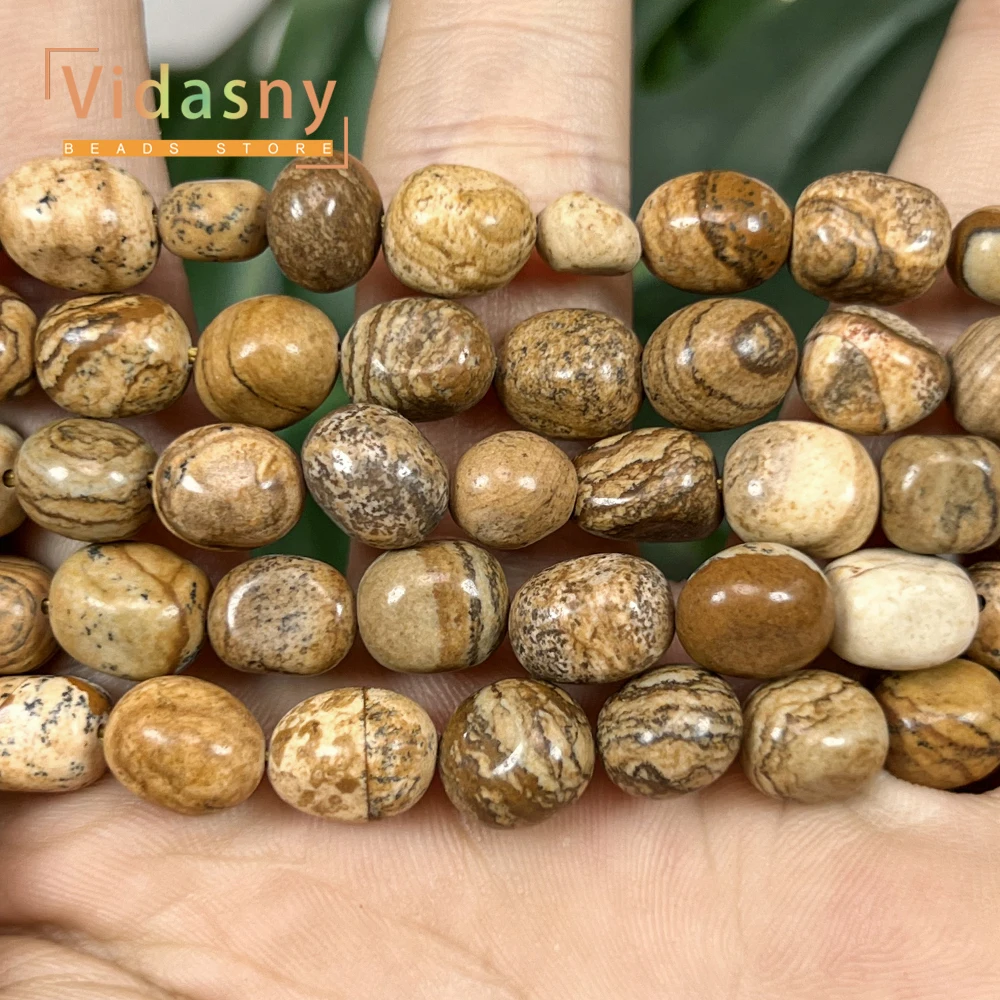 8-10mm Naturstein-Bildstein Unregelmäßige Ovale Lose Perlen für Schmuckherstellung, DIY-Armbänder und Zubehör – Detail 8