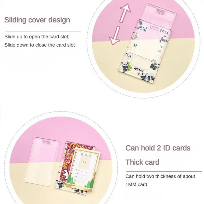 Brand Card Holder Transparent Cute Acrylic 28.5 Grams Stationary Set Bus Card Holder Retractable And Easy To Pull Buckle Cartoon