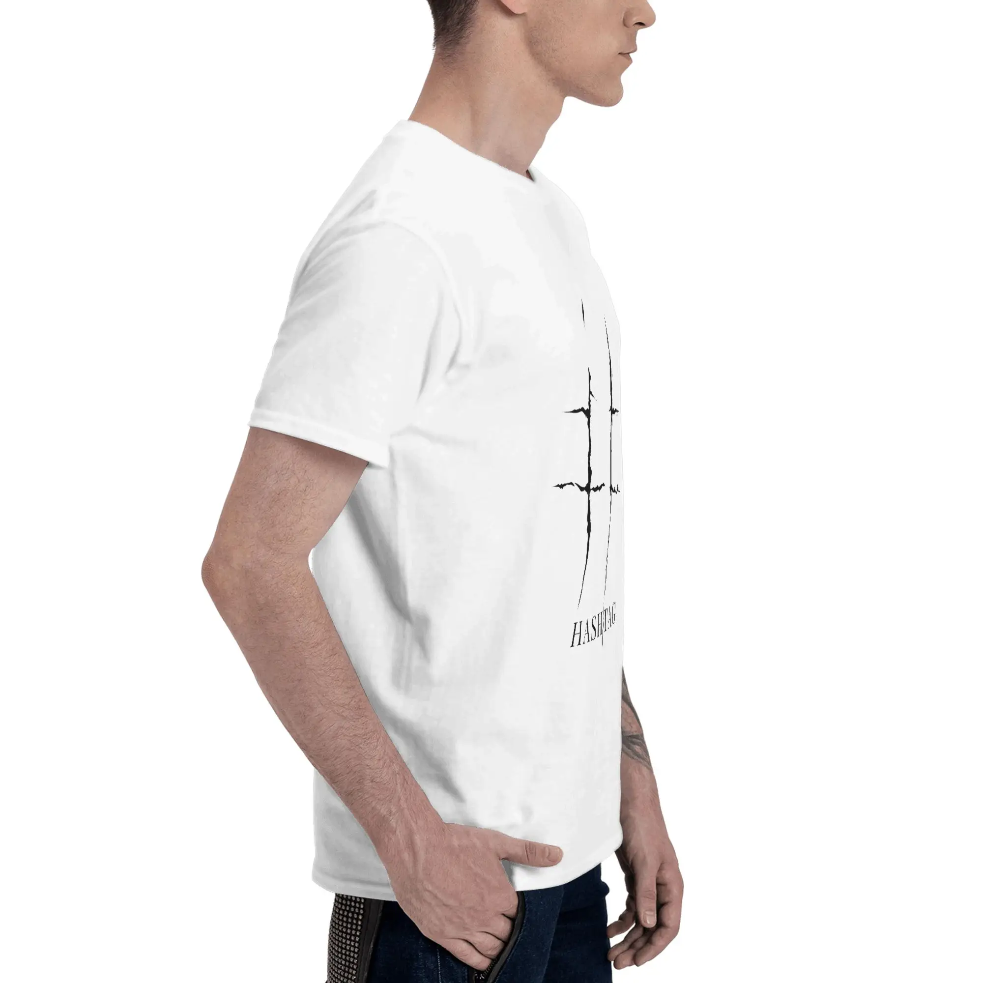 Hashtag Cross Line Design Print Men T-Shirt Clothes  Tees Short Sleeve fugees 100% Cotton