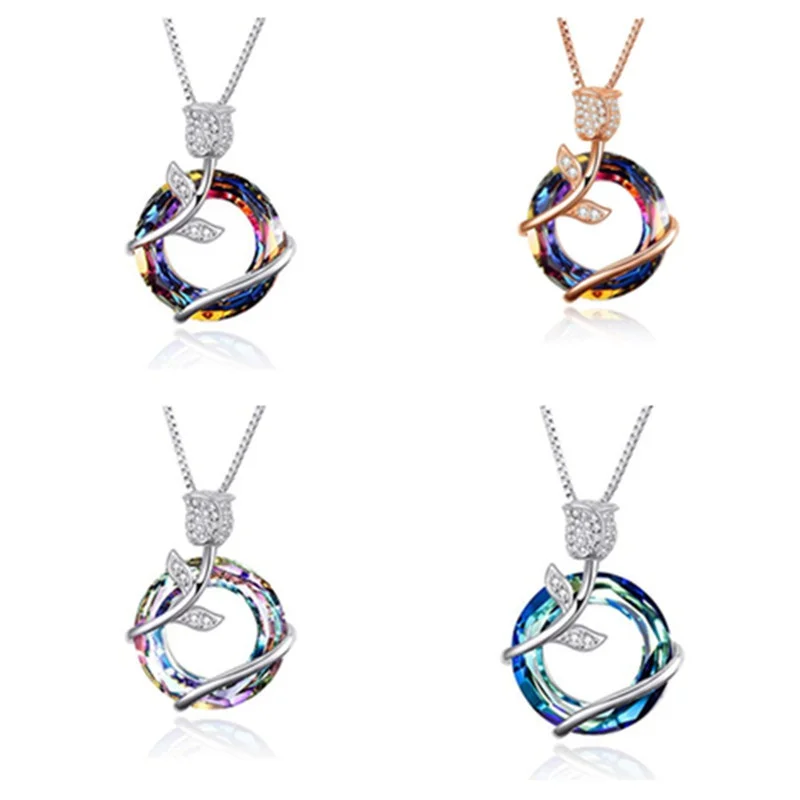 5 style Fashion Rose Flower Necklace Sterling Silver Love Jewelry Gifts for Mom Wife Grandma Girlfriend on Birthday Anniversary