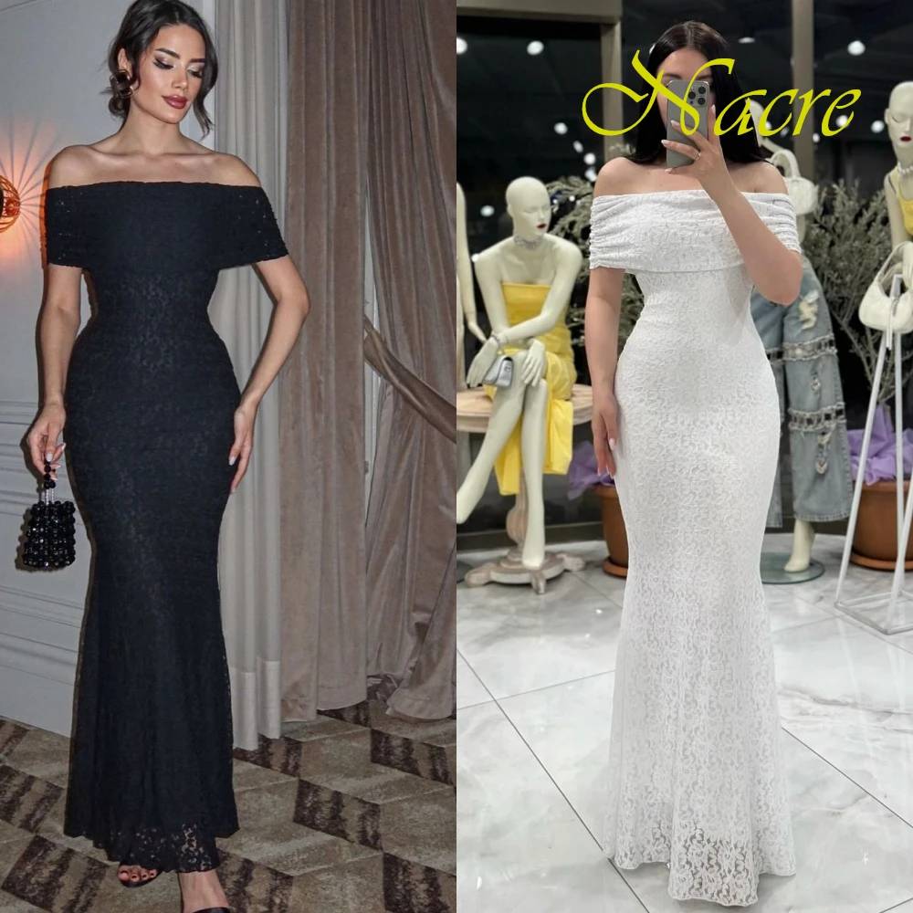 تخصيص رائعة قبالة الكتف بلا أكمام مساء اللباس جودة عالية الدانتيل الزهور فساتين حفلة موسيقية حزب أثواب حساسة