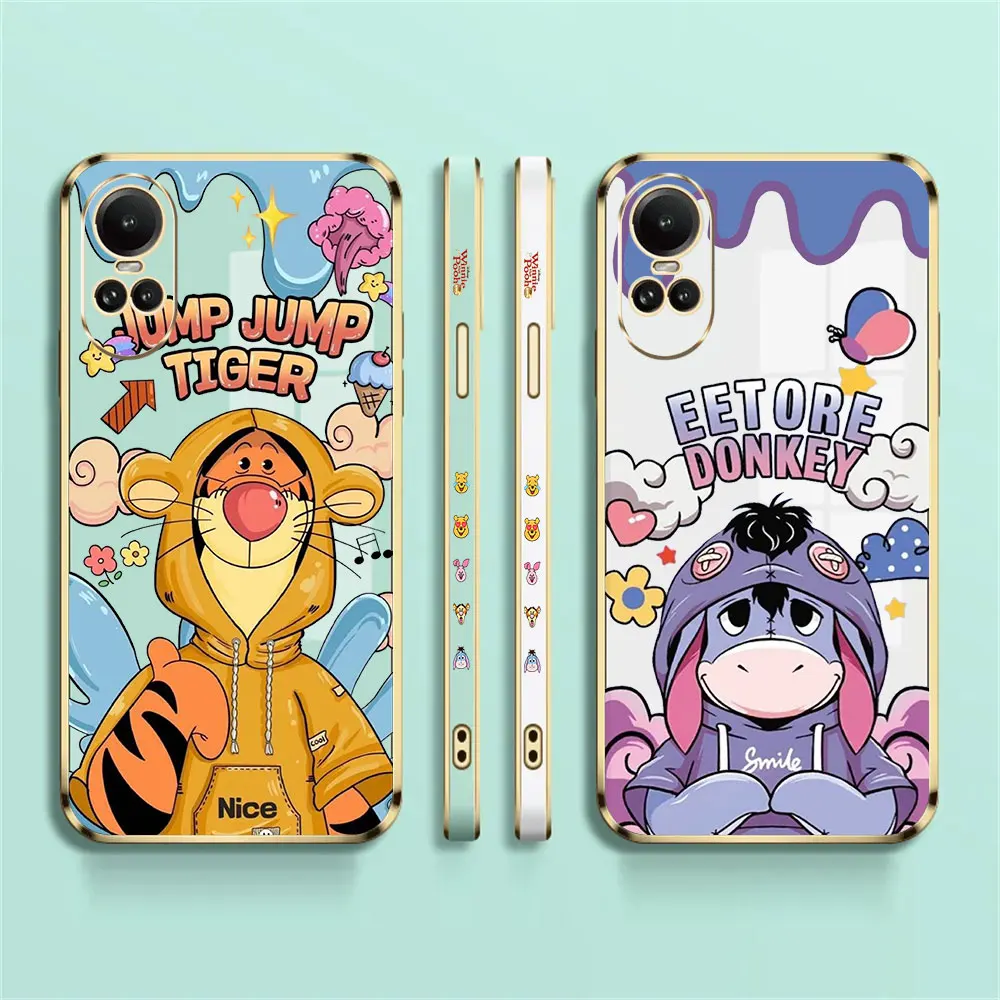 

Disney Tigger Eeyore Plating Phone Case For OPPO Reno 10 8 8T 7 7Z 6 6Z 5 5K 5F 4 4Z 4F 3 Pro Plus Lite 4G 5G Luxury Cover Cqoue