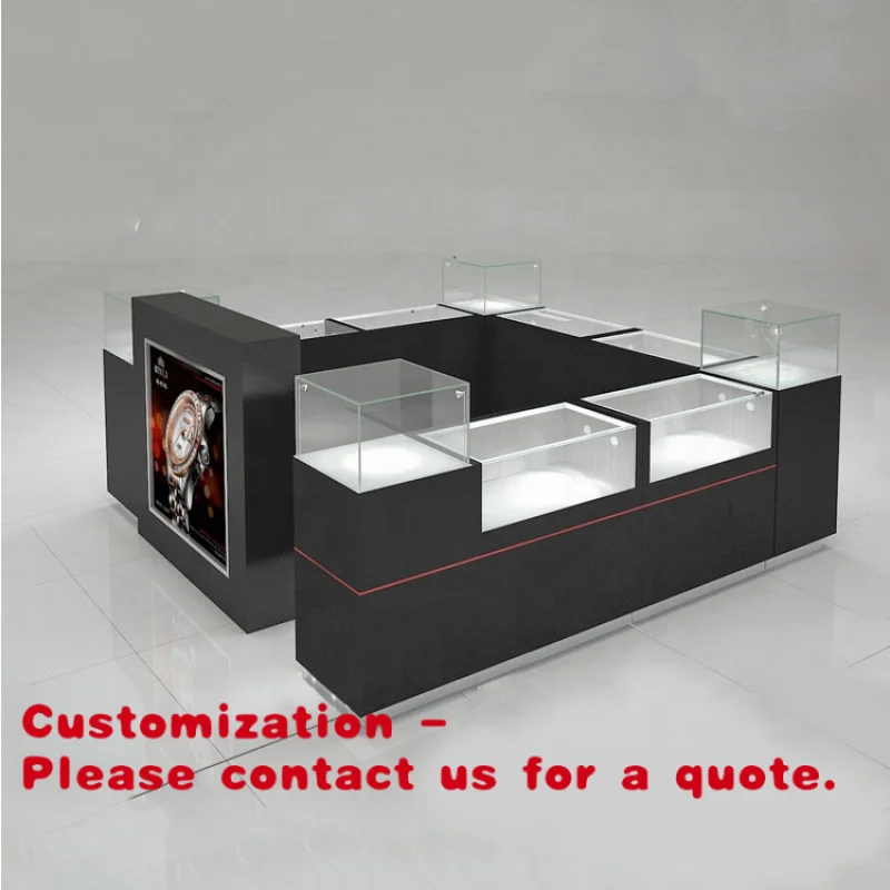 Customize.Luxury Stainless Steel Frame Glass Jewelry Showcase Custom Jewelry Kiosk Showcase Jewellery Display Cabinet