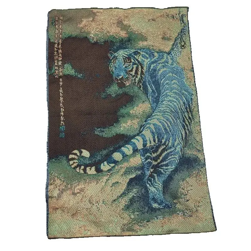 

Chinese Antique Brocade Embroidery Tangka Wall Painting - Mountain Tiger Portrait Traditional Art Decor