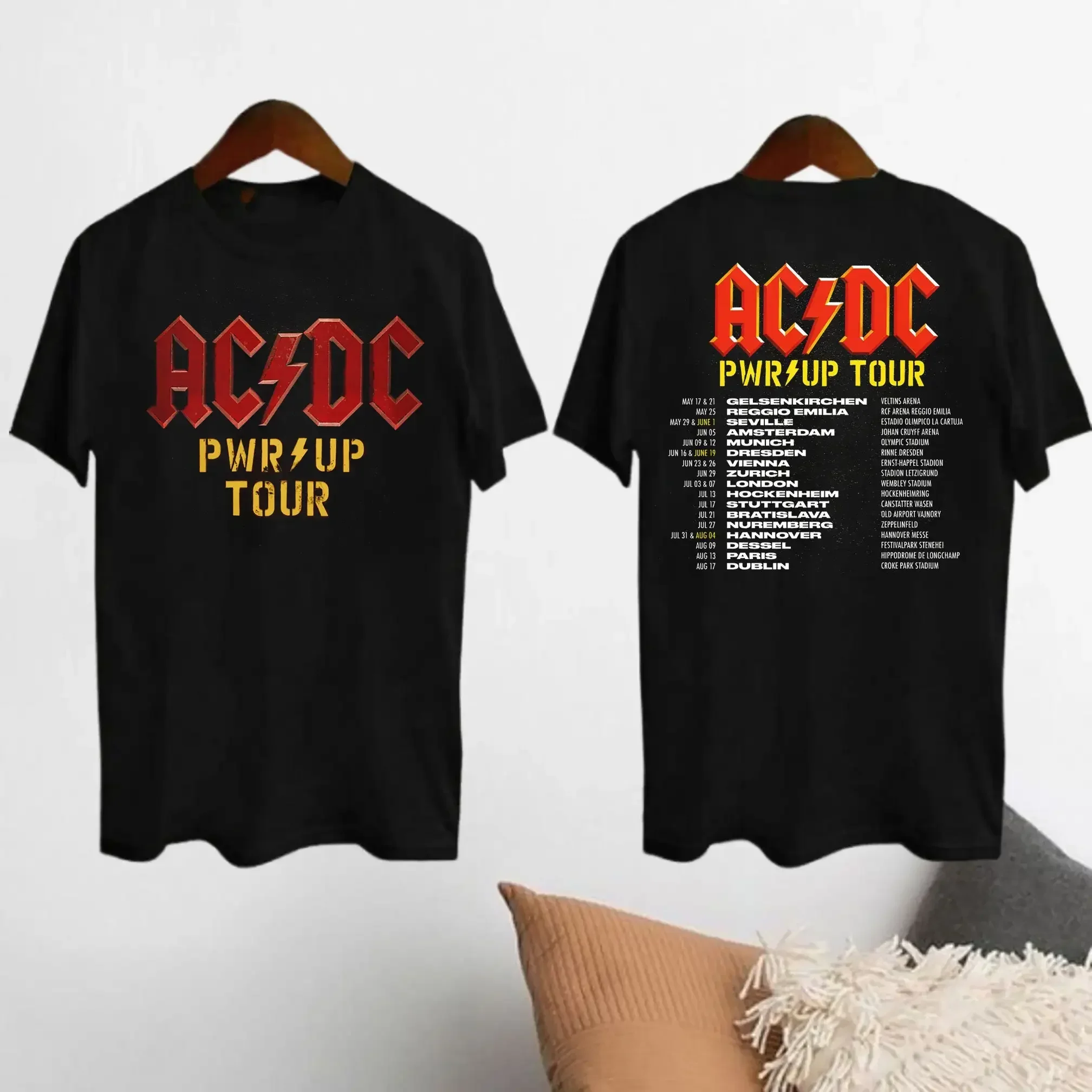 2024 AC-DC Band 51 Years Rare Vintage T-shirt Those about To Rock Casual Lyrics Short Sleeve Unisex Top TOUR PWRUP Cotton Shirt