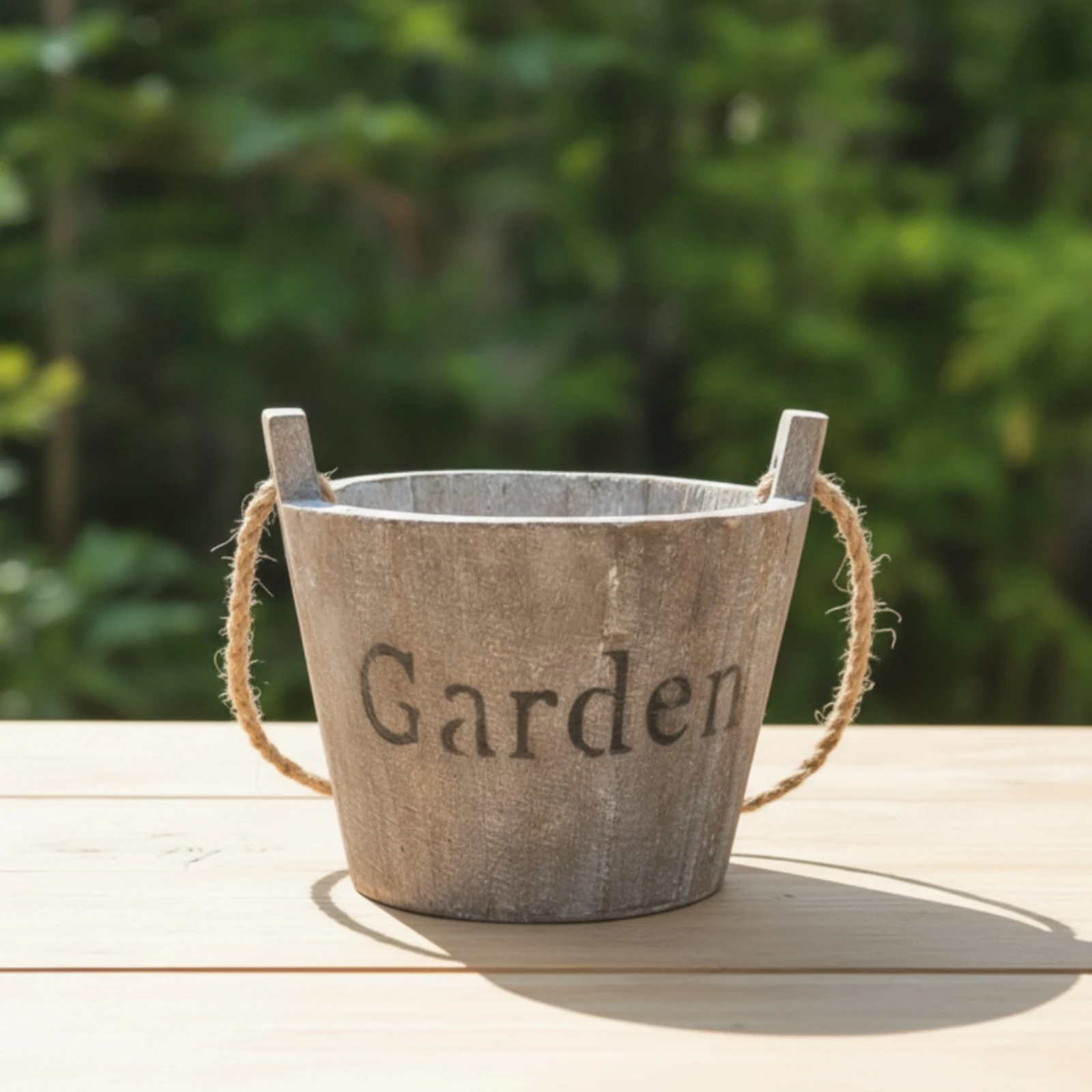 Planter with Rope Handles Farmhouse Rustic Wooden Pot Planter with Rope Vintage Indoor for Home Decorators, Tabletop, Windowsill
