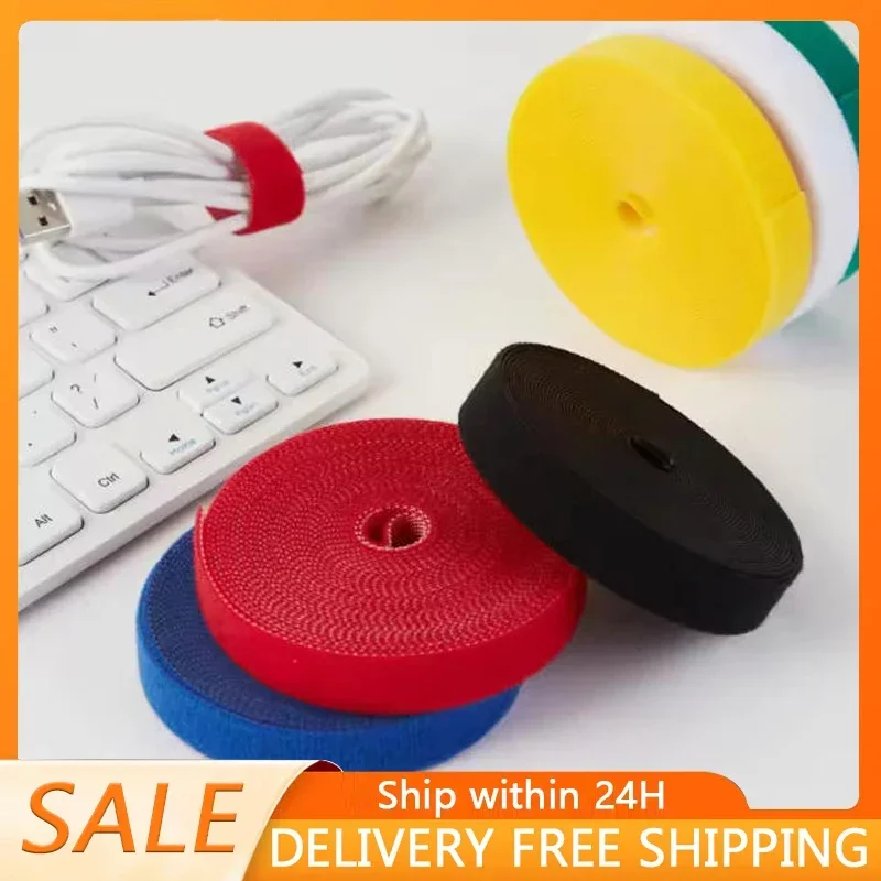 Data Cable Tie Reusable Vel Cro Adhesive Fastener Tape Double Side Hook and Loop Cable Tie for Cords Cable Management view 2