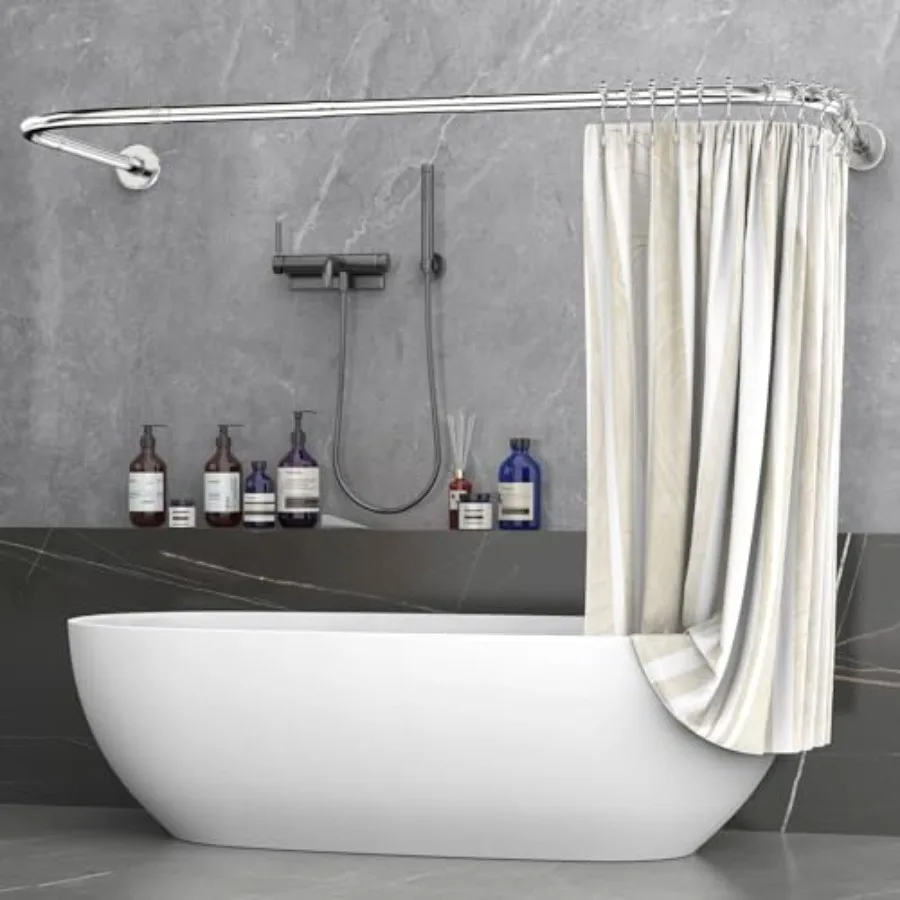 

Shower curtain rod U/L shapd 29.5"x 59"-75" x29.5" adjustable shower curtain rod never rusts curved shower curtain rod for bedr