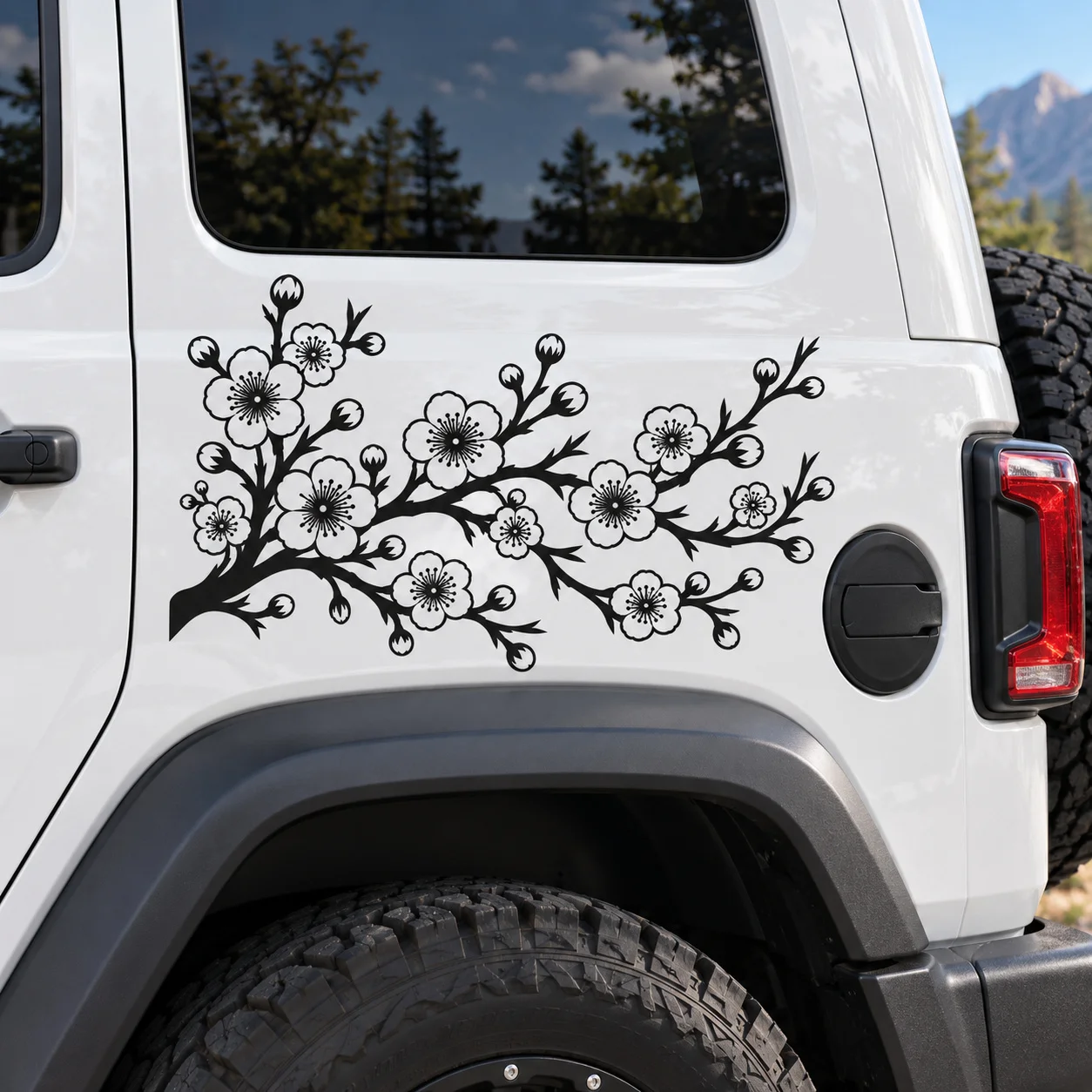 Cherry Blossom Branch Floral Car Sticker Elegant Plum Blossom Vinyl Decal for Auto Body Window Decor