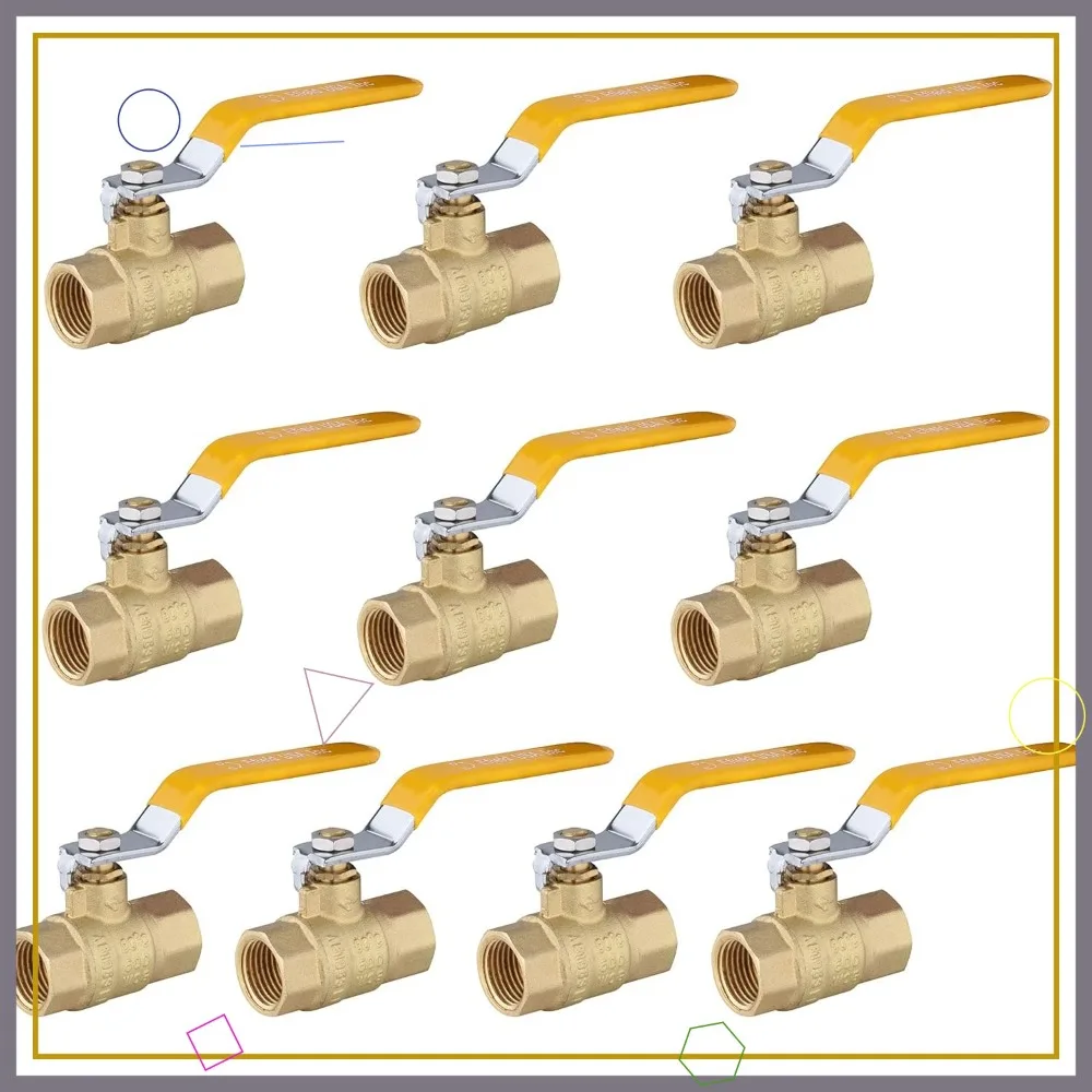 

Набор из 10 латунных шаровых кранов полнопроходного типа, усиленные, с резьбой FIP 3/4 дюйма и желтой ручкой, 600 WOG