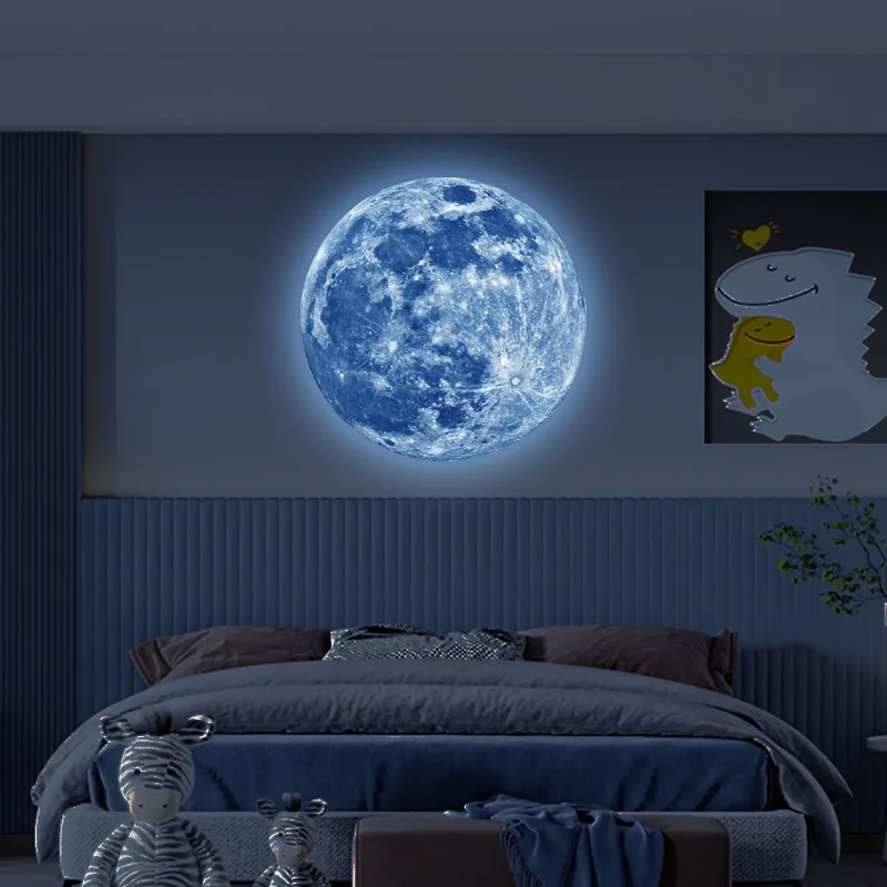 3d Mooie Lichtgevende Maan Muursticker Lichtgevende Fluorescerende Sticker Pvc Huis Kinderkamer Sticker Muur Lichtgevend Speelgoed