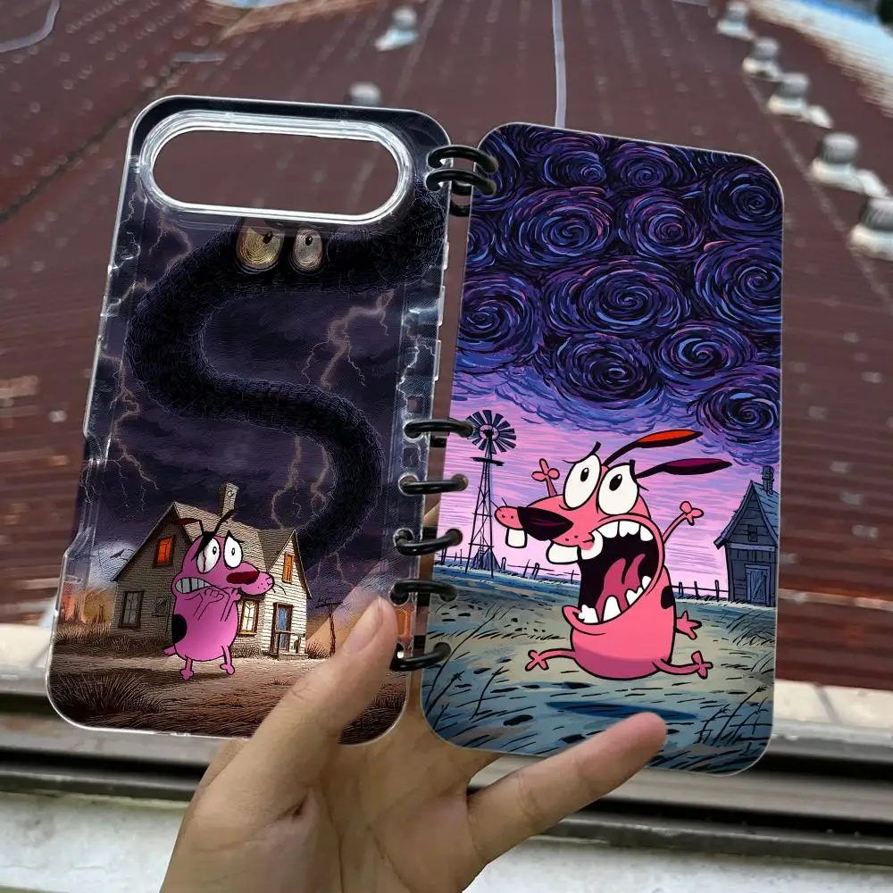 Courage The Cowardly Dog Phone Case Flip-top Shell FOR IPhone 17 16 15 14 12 17Pro 15 16 Plus 13 11 Pro MAX Book Cover