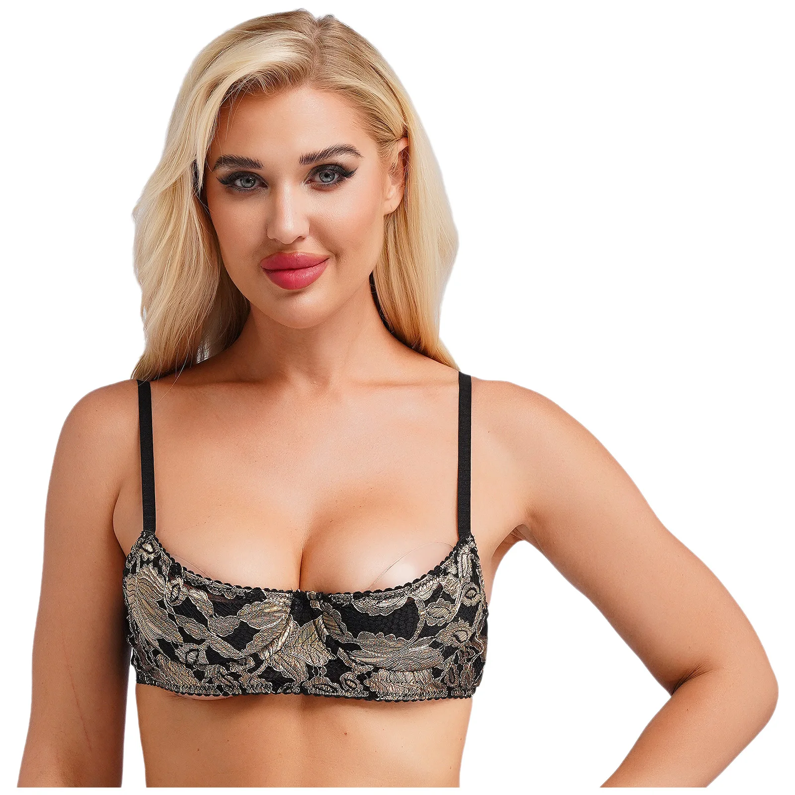 

Women Push Up Bras Top Flower Embroidery Sexy Adjustable Strap Brassier Bandeau Bra for Daily Casual Underwear