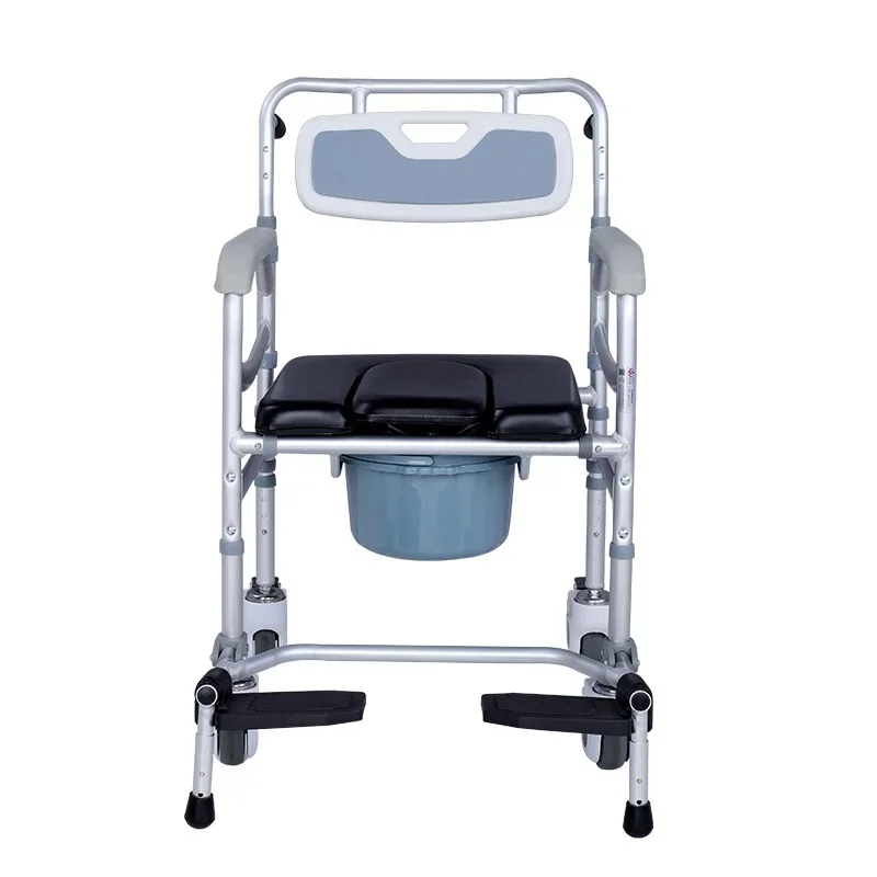 Transfer Handicap Toilet Chair Bathroom Equipment 360 Degree Rotatable Locking Wheel Bath Chair with Footrest