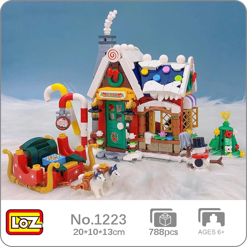 

LOZ 1223 Christmas Santa Claus Candy Cane Comet Dancer Sled Tree Shoes Snow Children Gift Mini Blocks Bricks Building Toy No Box