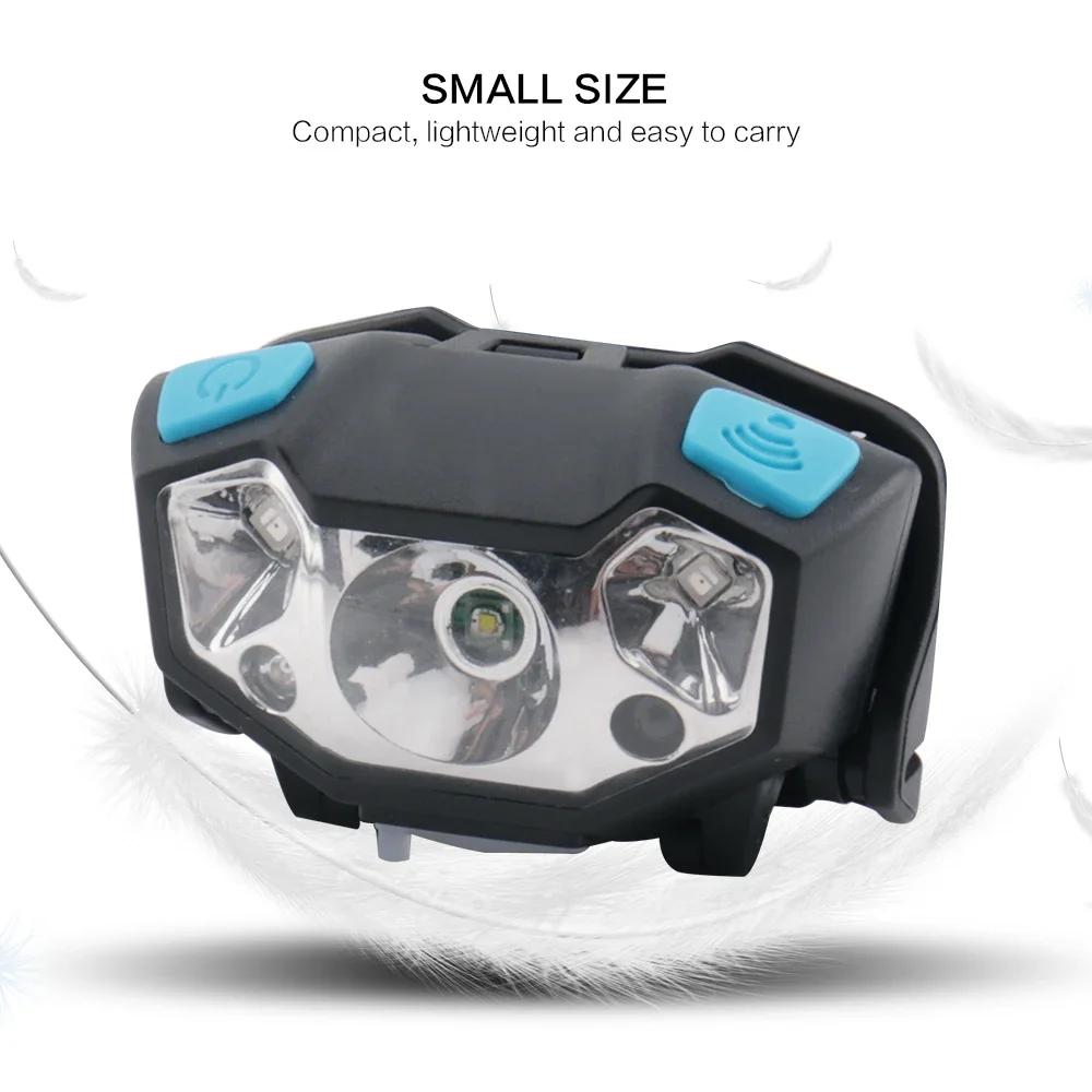BORUiT Mini LED Induction Headlamp 600LM IR Motion Sensor Headlight  USB Rechargeable Waterproof Head Torch for Camping Fishing