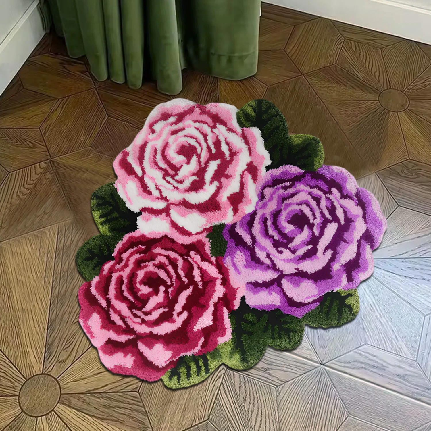 Rose Flower Shape Rugs For Living Room Decor Tufted Bedroom Bathtub Floor Mat Art Carpet Bedside Pad Anti-slip Hallway Doormat