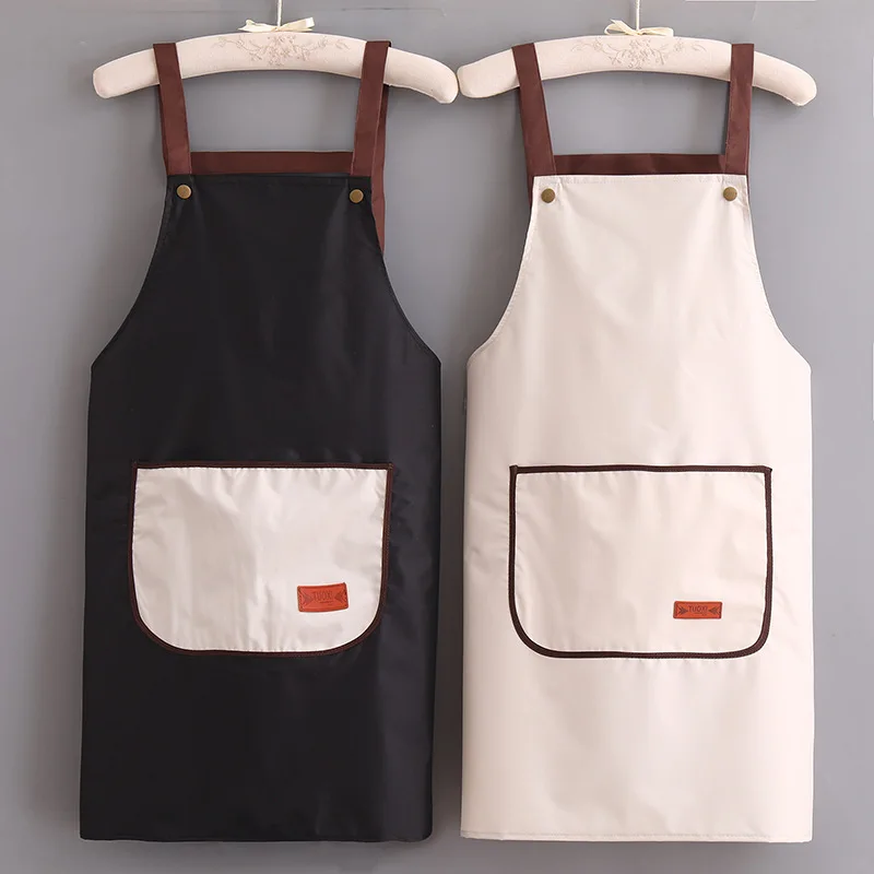 Solid Color Fashionable Minimalist Neck Hanging Waterproof Oil Proof Stain Resistant Coffee Shop Tea Shop Work Apron Household