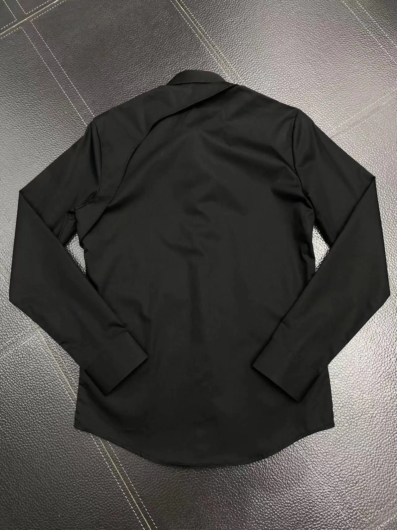 Saint Queen Men's Black Long Sleeve Shirt with Shoulder Straps Slim Fit Casual Button Down Harness Detail Fashion Top | 85127