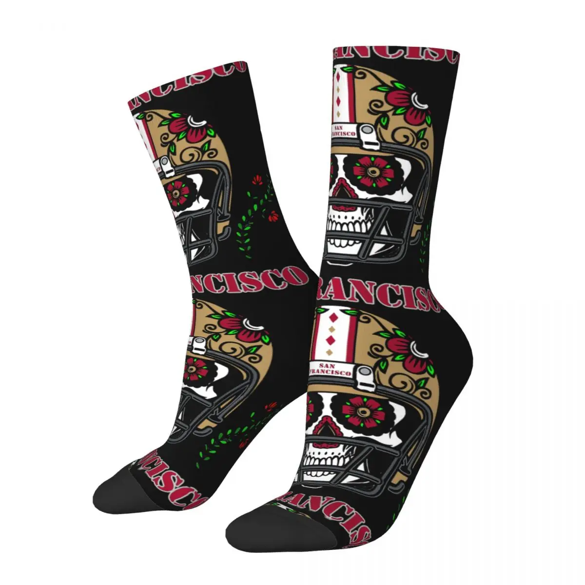 Funny Sock for Men San Francisco Hip Hop Vintage Day of The Dead The Need to Feed Happy Seamless Pattern Printed Boys Crew Sock